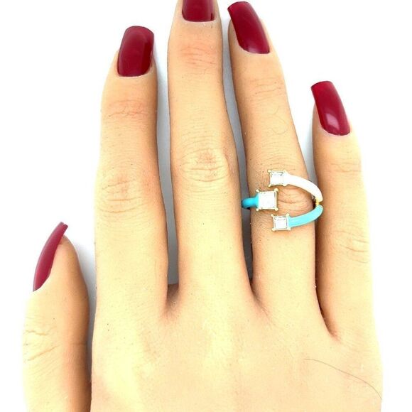 Pura Vida Teal/Pink Enamel Ring - Picture 8 of 10